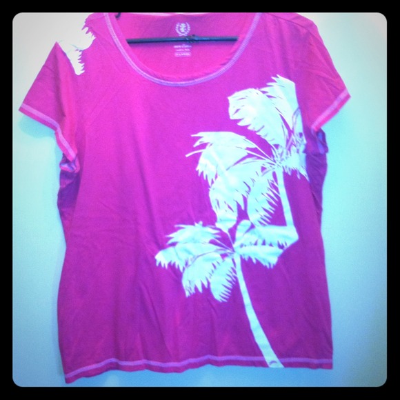 IZOD BRight Pink Palm Tree Shirt