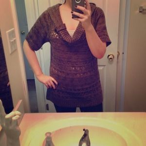 Tunic cowl neck brown sweater!