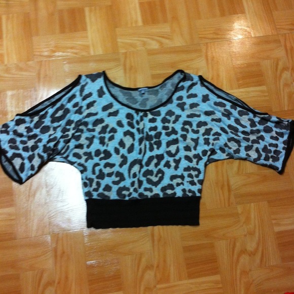 Brown beige and aqua cheetah sweater