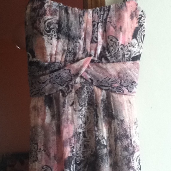 Pink and black patterned dress