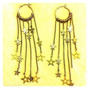 Gold dangly Star Earrings