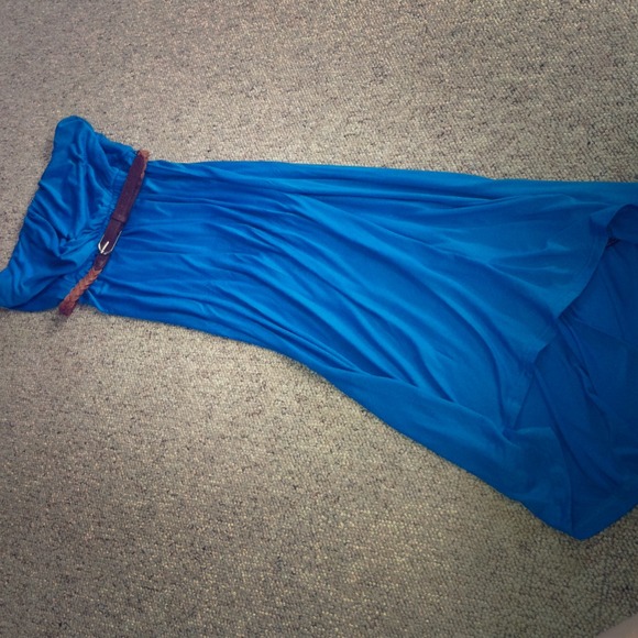Royal blue hi-lo maxi tube dress