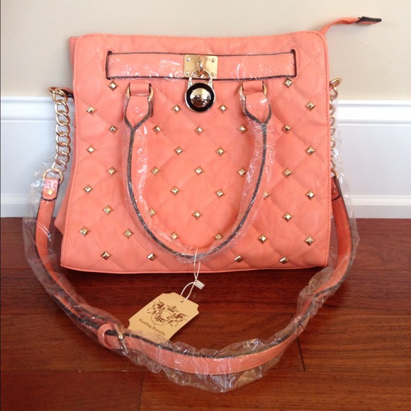 Quilted studded handbag