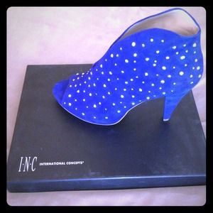 Blue booties with silver studs I.N.C