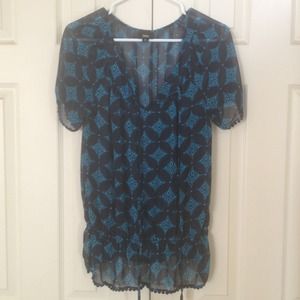 Navy/teal patterned sheer Mossimo shirt