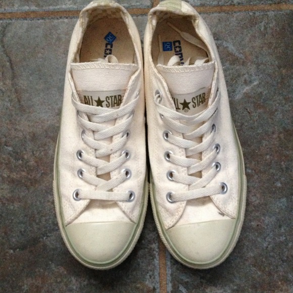 Cream and green Converse