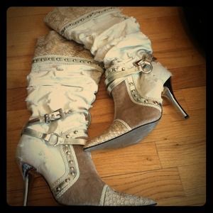 White denim cowboy boots