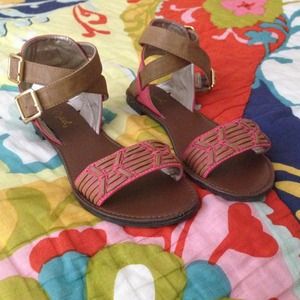 Salmon and tan awesome gladiator sandals