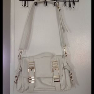 White leather satchel style purse
