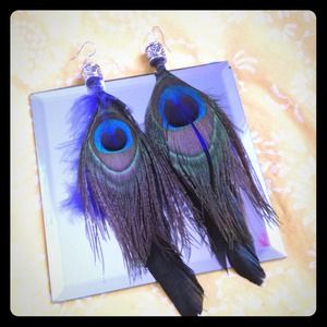 Peacock feathered earrings