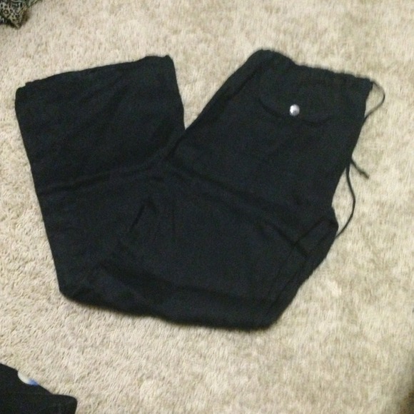 Black wide leg linen pant size M