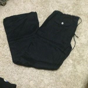 Black wide leg linen pant size M