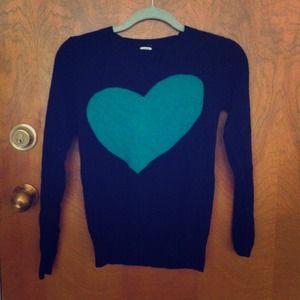 J. Crew green and navy heart sweater