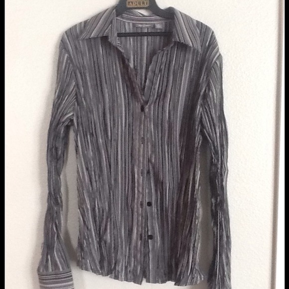 Crinkly stretch long-sleeved shirt