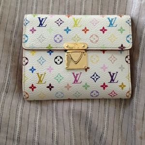 Louis Vuitton White Monogrammed Multicolor Wallet.