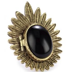 14k gold plated feather locket ring