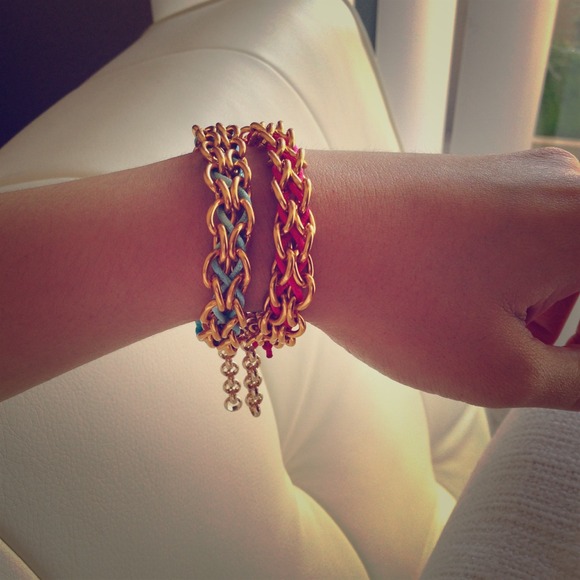 Jewelry - Bundle: Pink and Light blue Double Chain bracelet