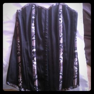 Black corset top with snakeskin detailing