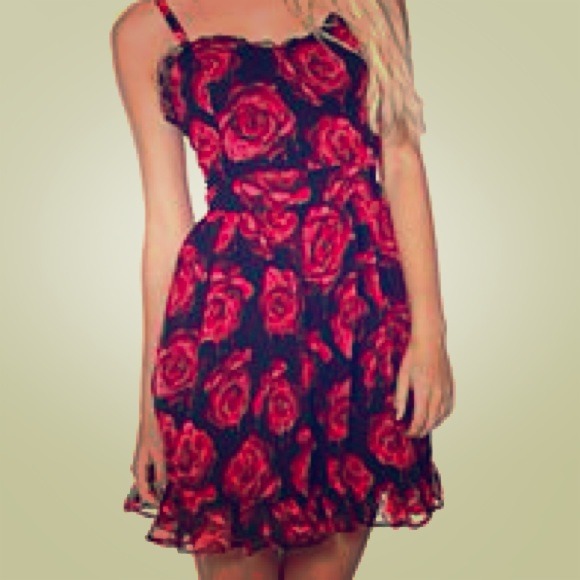 Melting Rose Lace Trim Frilly Dress