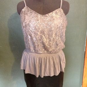 SOLD IN BUNDLE Express grey/ sparkly tank.