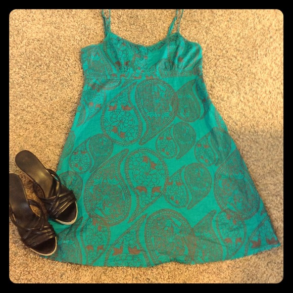 NWOT Esprit summer dress teal/brown size 10