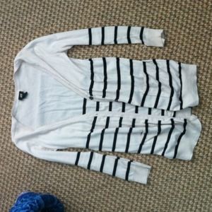 Black and white striped cardigan