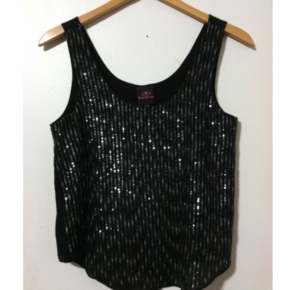 bebe Tops - Black and sequined 2b Bebe top size small