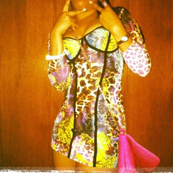 Body Con Dress! Multi-colored snake skin!