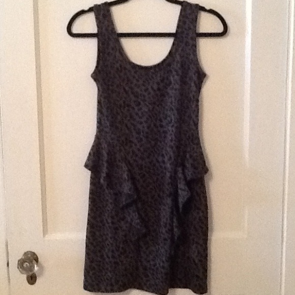 Grey Cheetah Peplum dress