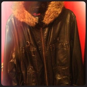 Plus Size Faux Leather Bomber