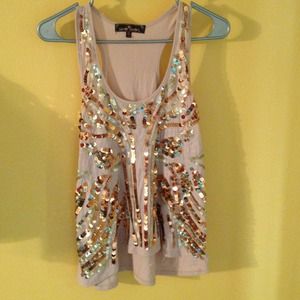 Peach sequin tank top