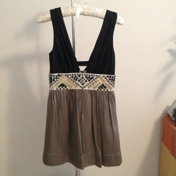 Bebe Low cut Beaded Mini Dress XS