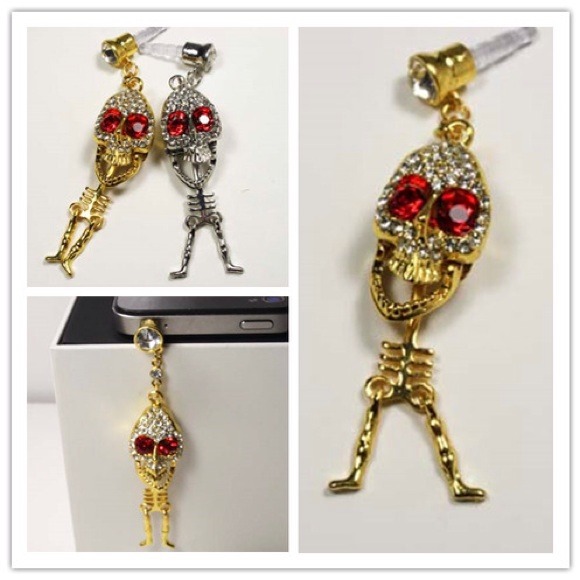 Bling Crystal Rhinestone 3.5mm Skull dust plug