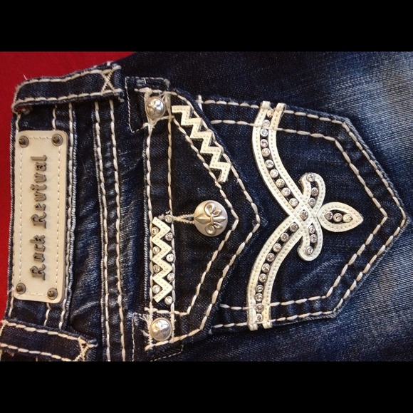 ✋SOLD ON PP✋Rock Revival leather and studs denim - Picture 2 of 4