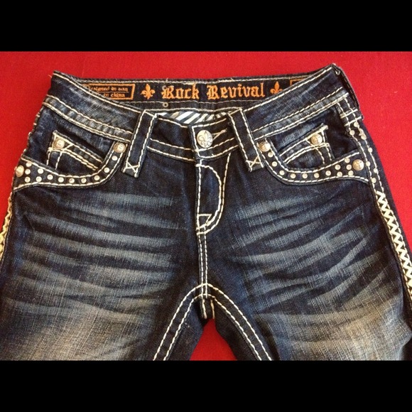 ✋SOLD ON PP✋Rock Revival leather and studs denim - Picture 3 of 4