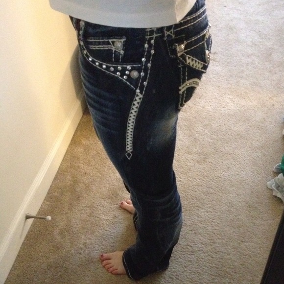 ✋SOLD ON PP✋Rock Revival leather and studs denim - Picture 4 of 4