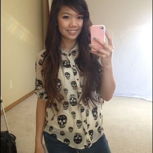 Sheer Skull Button-up Blouse
