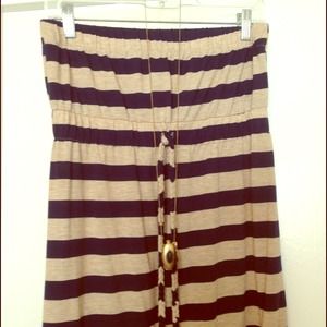 Navy/cream stripe ruffle maxi