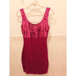 F21 Fuchsia Sequin Bodycon Dress