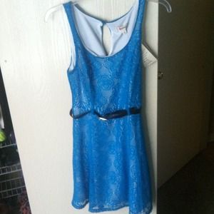 Blue Lace Dress with Belt NEW
