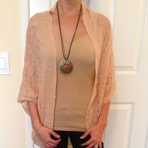 Anthropologie peach knitted shawl with sleeves
