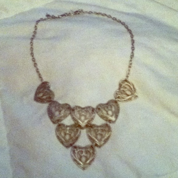 Silver eight heart necklace