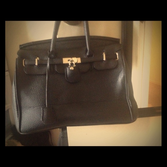 Black tote handbag