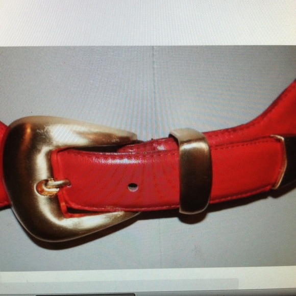 CARLISLE designer red leather belt