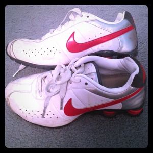 Red and white Nike shocks