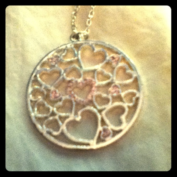Silver circular heart necklace