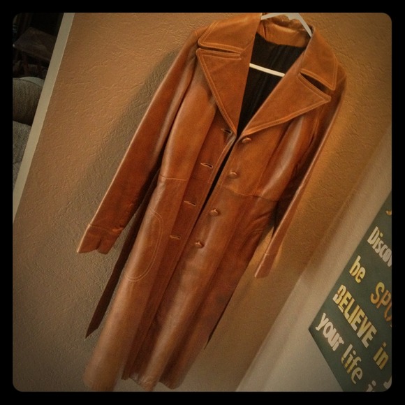 Brown Leather Duster Jacket