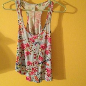Reversed high low floral tank top