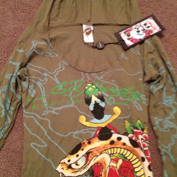 Hooded long sleeve Ed Hardy shirt