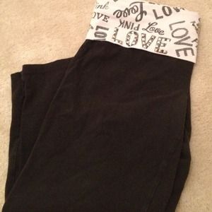 Black fold over yoga crop pants